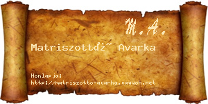 Matriszottó Avarka névjegykártya